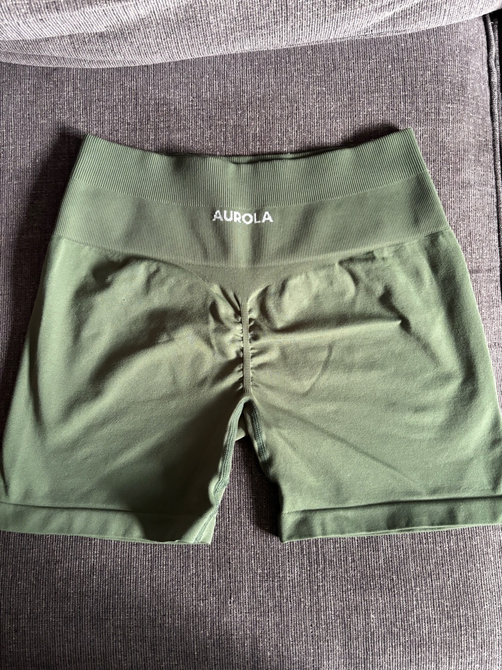 Aurola Women's Olive Green High-Waist Athletic Shorts